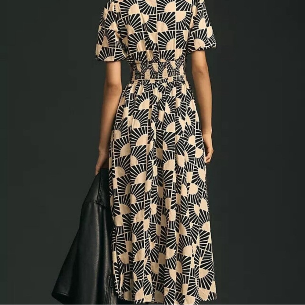 Anthropologie Women's Katerina Maxi Midi Dress Size Medium Cotton V Neck - Picture 2 of 11